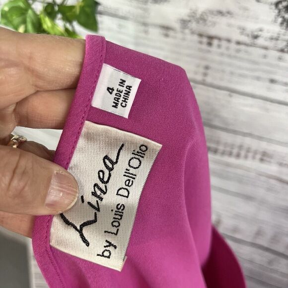 Linea by Louis Dell'Olio Blouse Tunic sz 4 Pink White Lace Boho Wedding Stretch - Picture 10 of 10